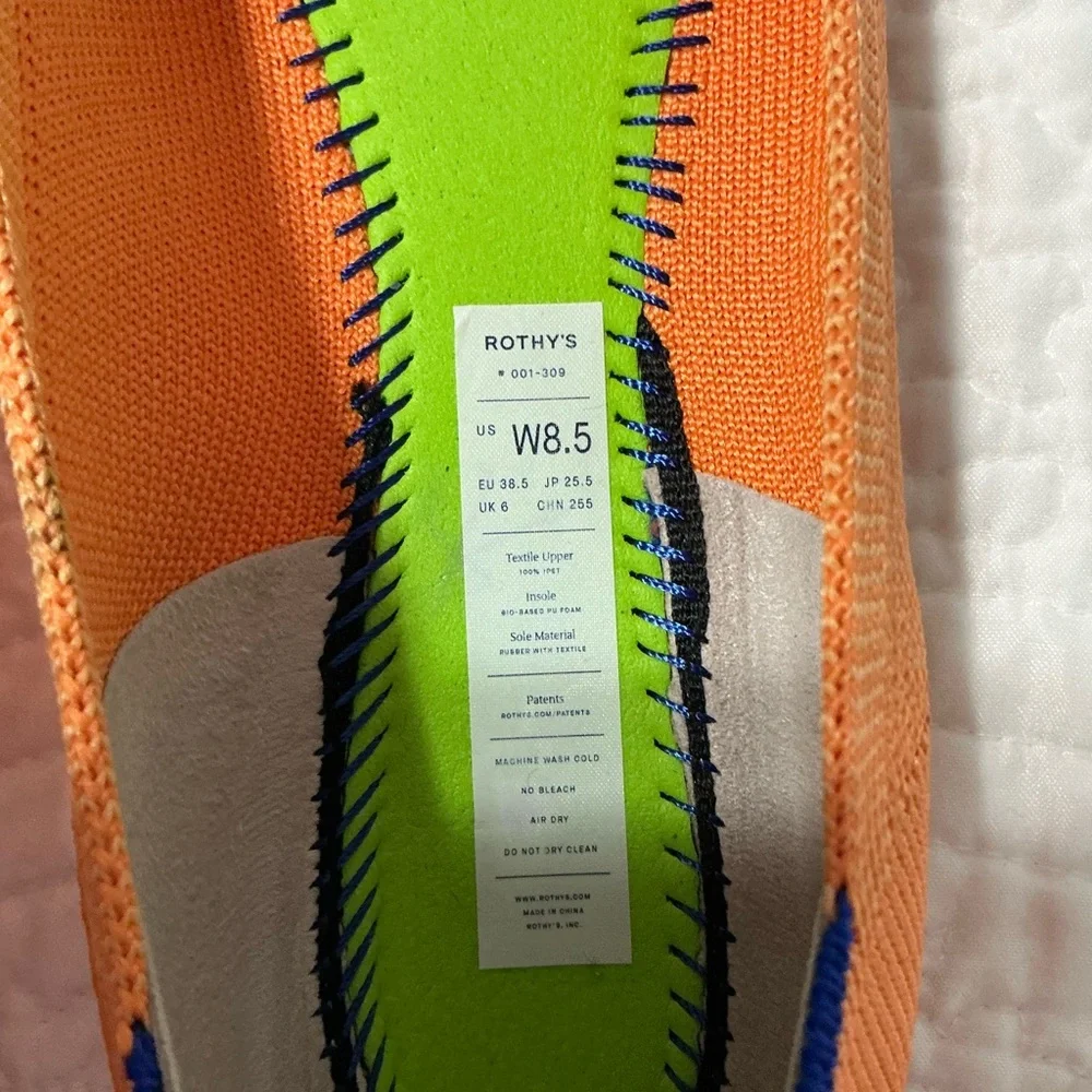 EUC Rothy's Round Toe Flats Tangerine Slip On Shoes Size 8.5